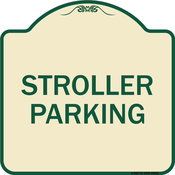 Signmission Designer Series Stroller Parking, Tan & Green Heavy-Gauge Aluminum Sign, 18" x 18", TG-1818-22831 A-DES-TG-1818-22831 - main